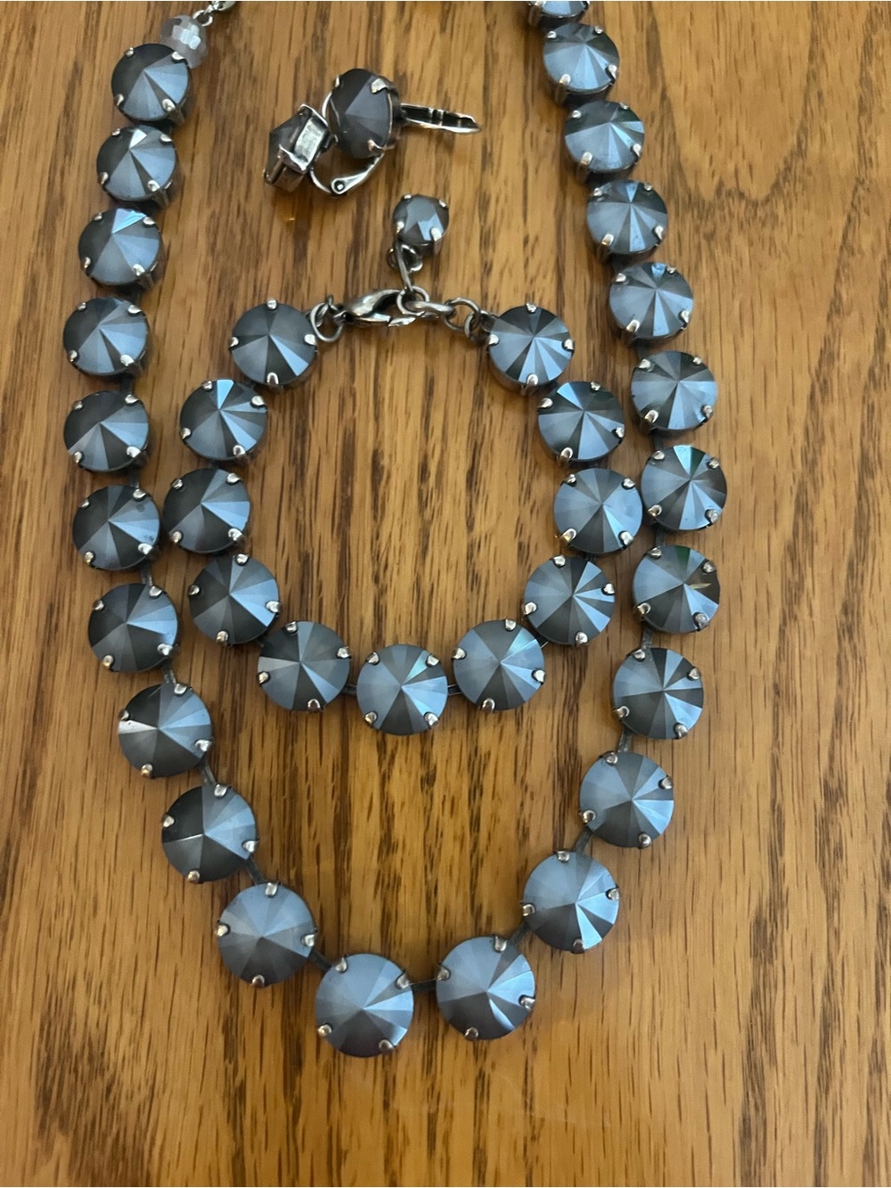 Sabika-inspired Grey Crystal Necklace, Bracelet, and Earring Set
